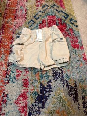 Cream Casual Pull-On Toddler Shorts with Drawstring